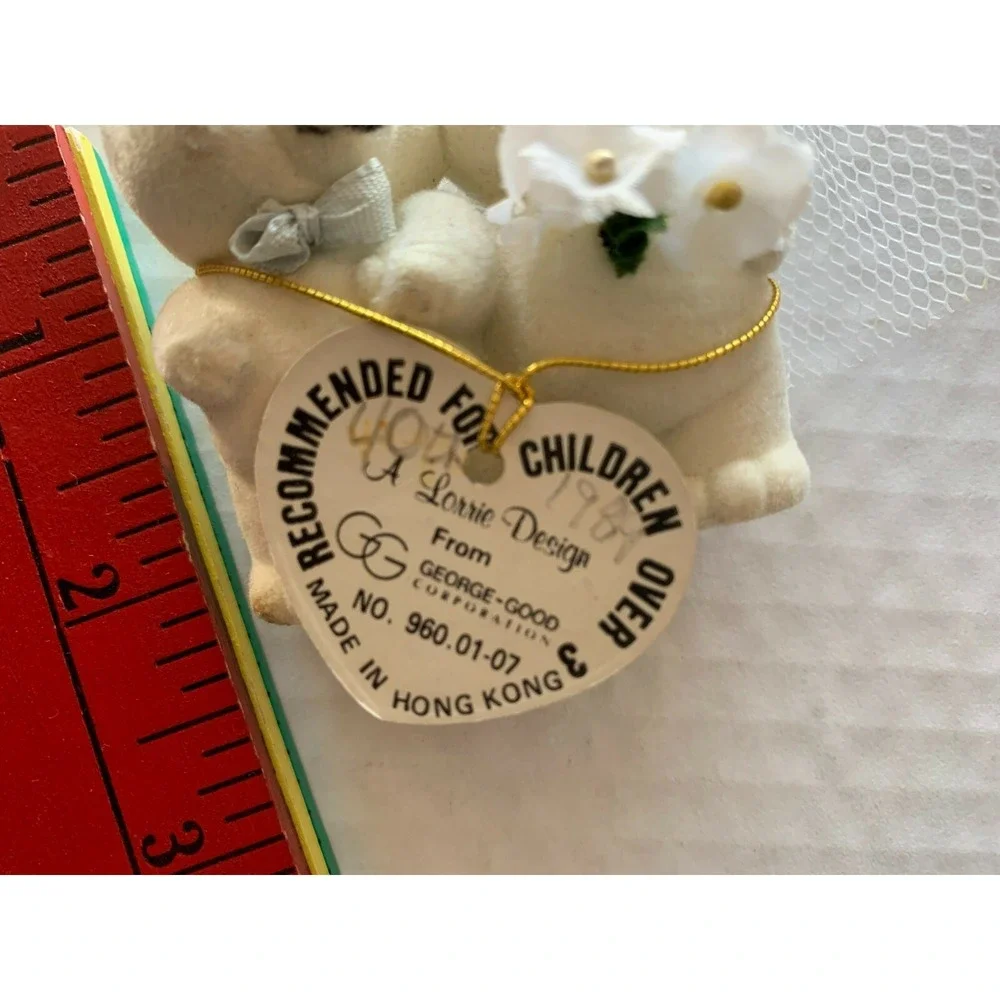 Adorable Vtg George Good Flocked Bear Wedding Figurine Cake Topper Lorrie Design